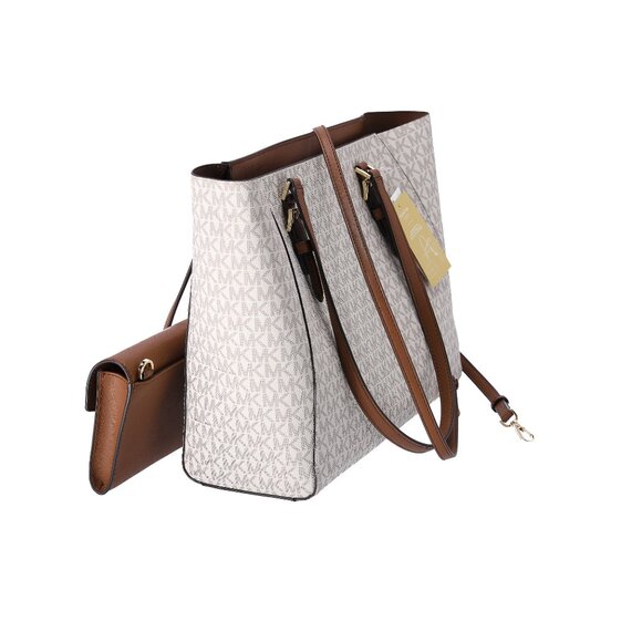 Michael Kors Charlotte Large Leather 3-in-1 Tote Crossbody Handbag Vanilla MK - Picture 9 of 14